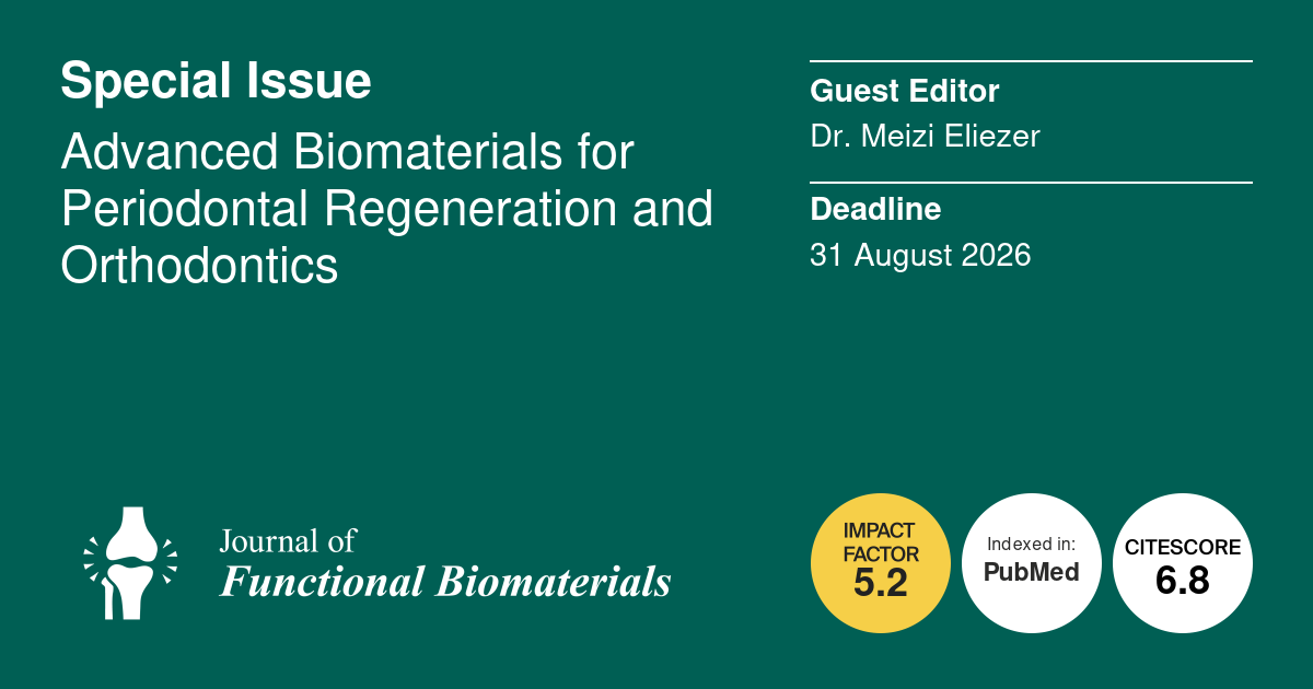 Special issue visual for advanced biomaterials for periodontal regeneration and orthodontics with Dr Meizi Eliezer as guest editor